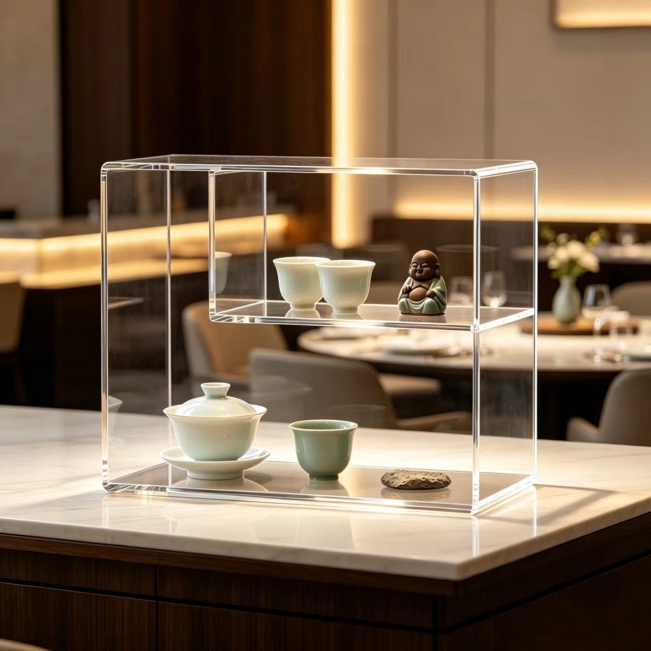 Acrylic Bogu Rack New Chinese Zen Tea Table Tea Set Display Rack Desktop Tea Cup Tea Pet Display Rack