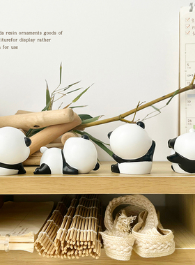 速发树猫熊脂摆件可爱礼厅办公室桌面装饰车内饰品摆件小客物装饰