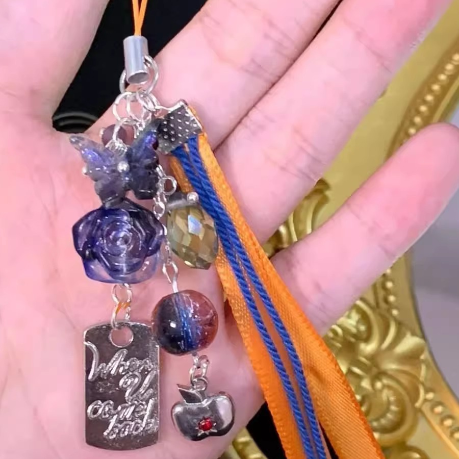 【夏以昼】印象款手作串珠自制少女心简ins手机链咕本手工挂件链 - 图1