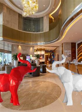 玻璃钢切面大象摆件抽象动物几何造型雕塑公园林商场迎宾门口装饰