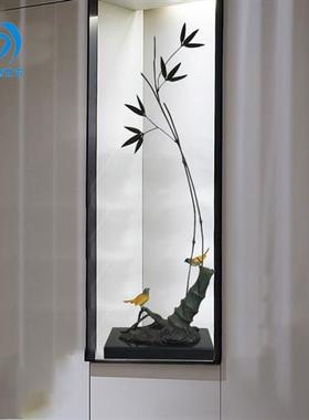 现代新中式禅意石头竹子摆酒店大堂设样板房间创意玄关装饰品摆件