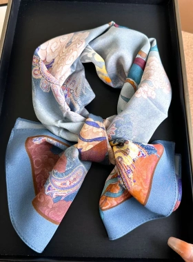 双绉真丝丝巾女100%桑蚕丝围巾春夏薄款纱巾长条宽版飘带防晒披肩