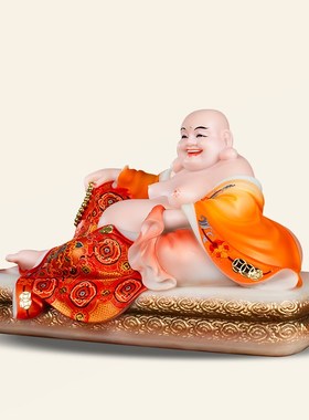 速发汉白玉弥勒弥菩萨大肚笑佛招财摆件家用客厅卧佛宽体供勒佛奉