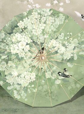16骨国风彩胶太阳伞女防晒防紫外线遮阳伞晴雨两用折叠加大雨伞