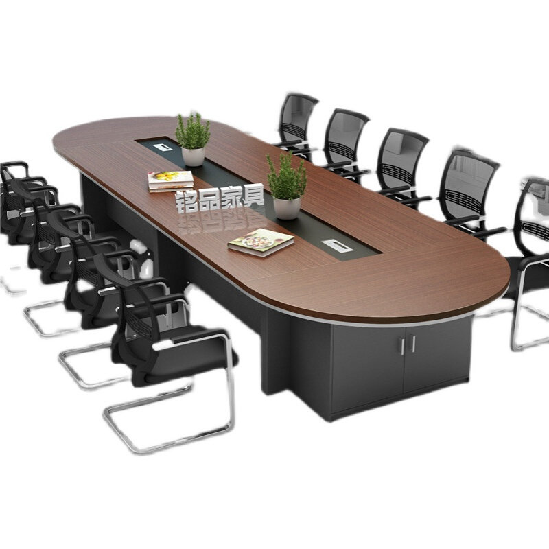 办公家具大型会议桌长桌简约现代办公桌椭圆形会议室桌椅组合圆角