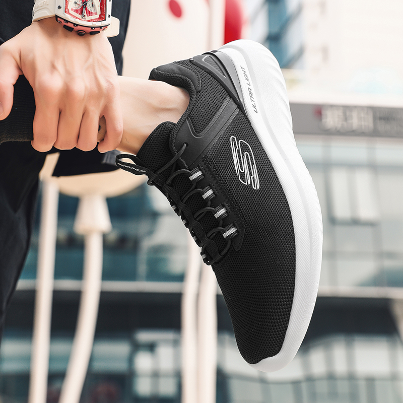 Skechers斯凯奇跑鞋男2024夏新款缓震耐磨网布透气百搭休闲运动鞋