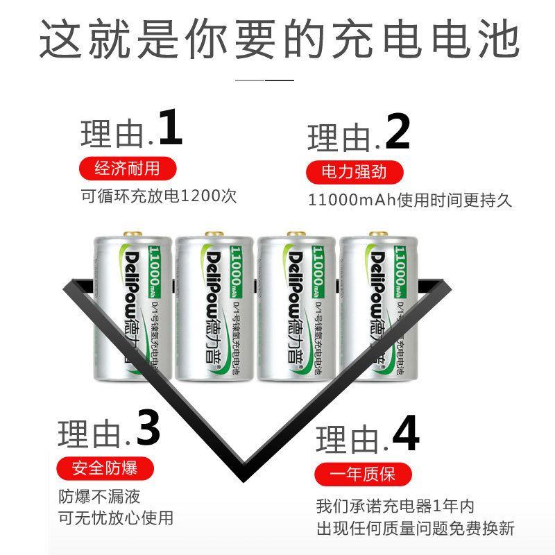 德力普1号充电电池大容量燃气灶热水器可充电一号d型可替1.5v锂电 - 图1