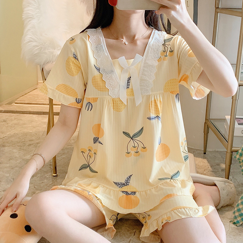 LB新款夏季韩版甜美家居服睡衣蕾丝花边睡衣女卡通短袖短裤套装_国货潮牌特卖工厂_女士内衣/男士内衣/家居服-第2张图片-提都小院