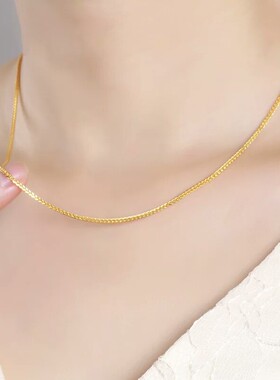 s925纯银车花肖邦链女 ins简约百搭闪亮锁骨链黄金白金玫瑰金素链