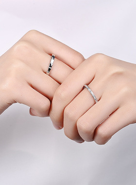 新概念s925纯银 竹节之恋情侣戒指男女一对ins风简约小众设计对戒