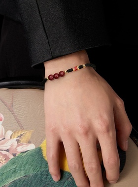 热销朱砂红绳手链情侣款轻奢小众高级感国风中式复古网红情侣手链
