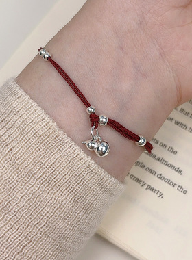 实拍s925纯银葫芦红绳手链女ins新中式本命年手工编织串珠手绳