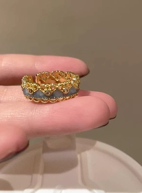 新中式葫芦蕾丝复古开口戒指女高级感轻奢食指戒国风小众设计指环