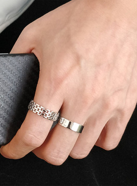 s925纯银戒指男ins潮流个性冷淡风小众设计简约高级感男士单身戒