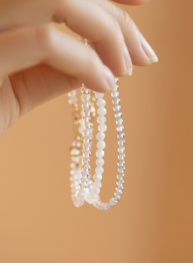 细3mm5A灰月光天然6A蓝月光石手链女冰种蓝光森系灰色ins小众春