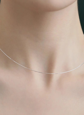 925纯银DIY万能串珠项圈 针式穿心可串珠车花细闪豆豆米珠锁骨链