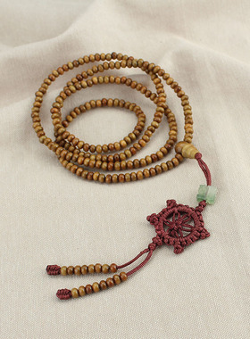 复古木质多层佛珠手串细款荷木珠手链女长款手持念珠手饰挂件项链