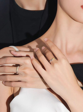 公主与骑士S925纯银情侣戒指男女一对2024新款开口对戒情人节礼物