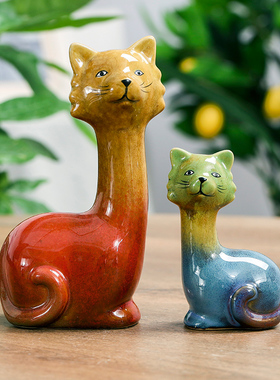 速发可爱陶瓷动物小摆件小鸭小鸡小猫企鹅桌象房间摆设客厅办小公