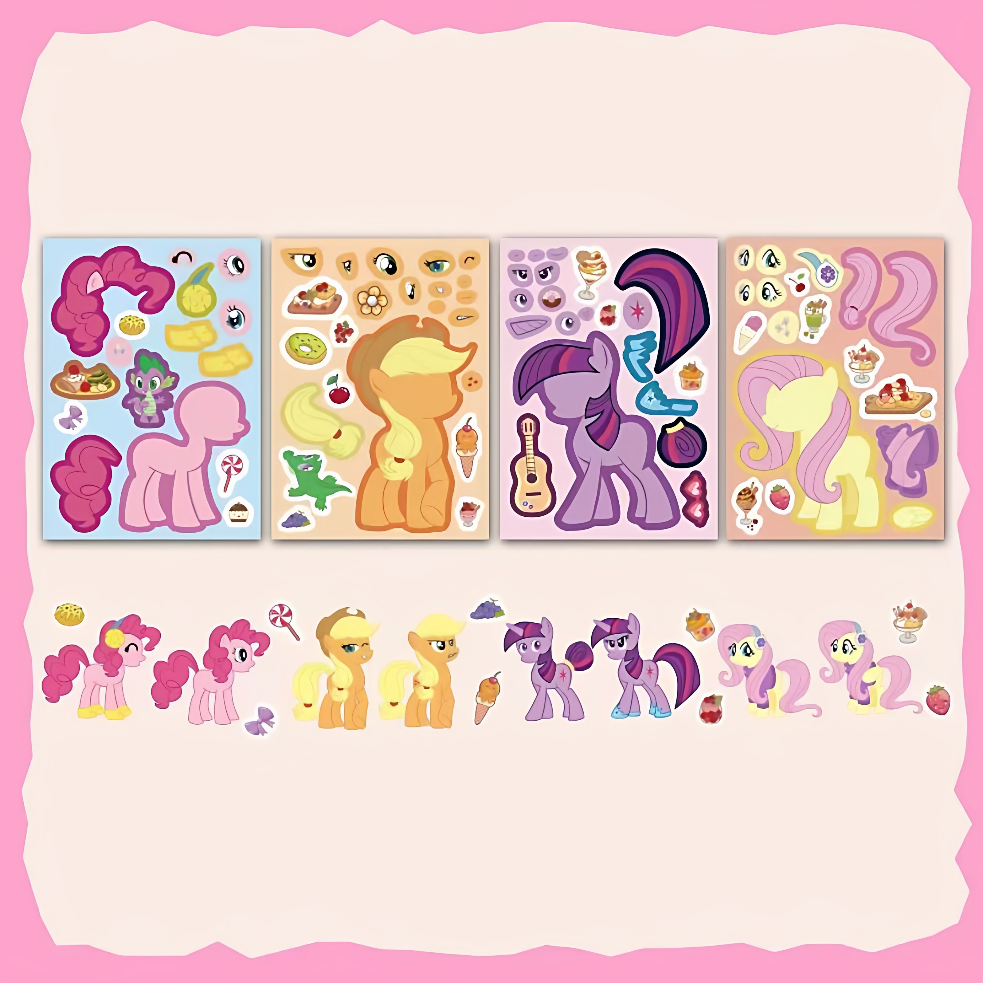 小马宝莉拼图换装贴纸儿童女孩DIY手工装饰创意换脸贴画动手玩具,淘宝优惠券,粉丝福利购,淘宝优惠卷