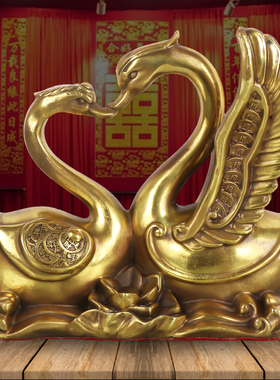 极速铜鸳鸯摆件一对纯铜鸳鸯戏水工艺礼品摆饰卧室床头装饰结婚礼