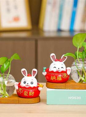 极速卡通可爱兔子创意家居水培摆件办公室桌面装饰个性书房酒柜小