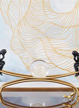 极速欧式思考者水晶球摆件样板房间摆设书房书桌玄关客厅家居软装