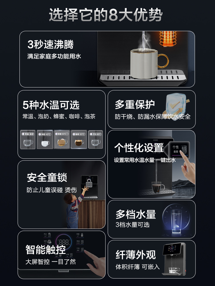 GOXG家用壁挂式速热制线机净水器调温茶吧饮水机