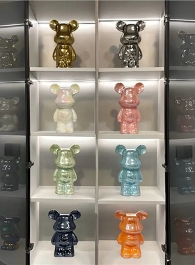 轻奢暴力熊摆件高档陶瓷客厅玄关电视柜酒柜存钱罐家居装饰品送礼