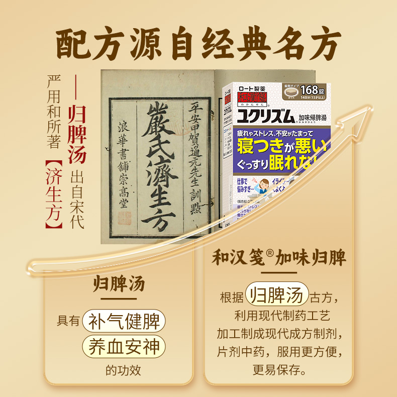 乐敦rohto和汉笺加味归脾汤日本汉方失眠焦虑贫血同仁堂健脾168片