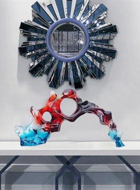 现代样板房轻奢雕塑摆件透明树脂太湖石酒店客厅玄关桌面软装饰品