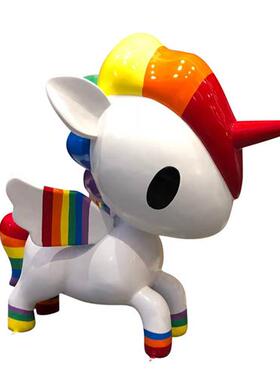 网红创意独角兽装饰落地大型婚庆商场户外卡通玻璃钢雕塑摆件