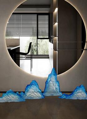 现代简约透明树脂假山雕塑摆件酒店售楼处别墅楼梯口软装饰艺术品