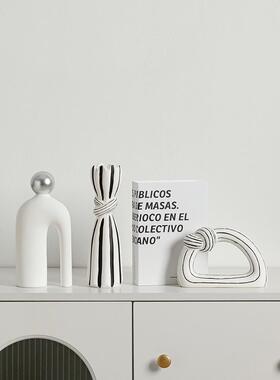 黑白意式风格客厅装饰摆件艺术品高级感现代简约酒柜餐边柜软装