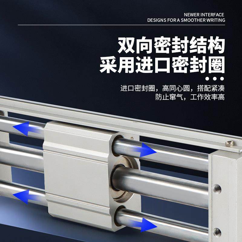 气缸亚德客型磁耦式无杆带导轨RMT16/20/25/32/40高精度耐用性 - 图2