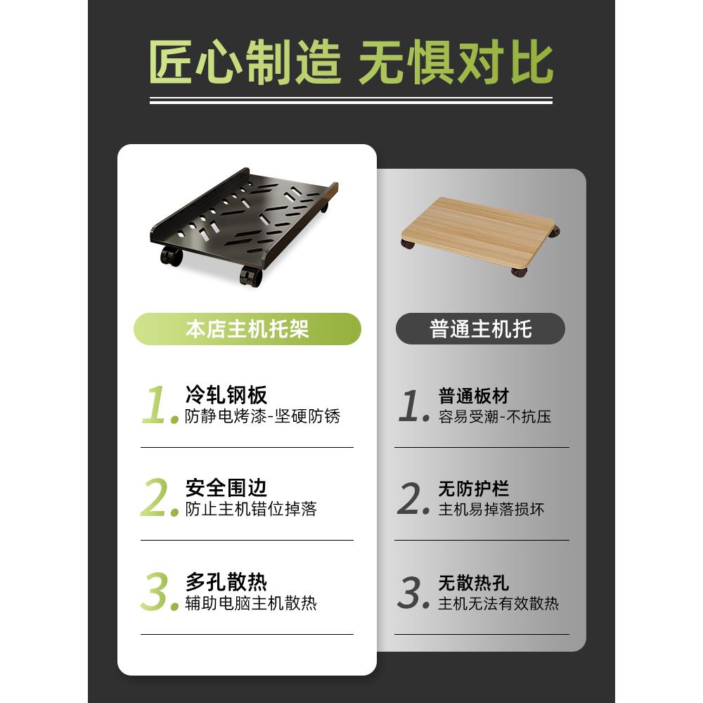 Computer host bracket bracket removable chassis base with pulley rack Home desktop office tray