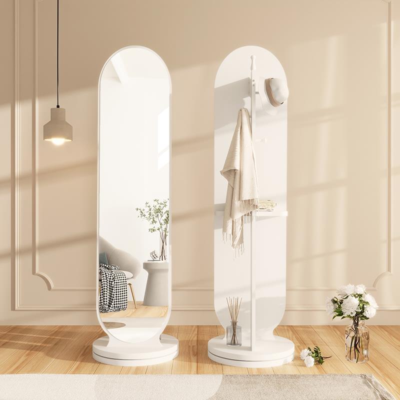 穿衣镜落地家用客厅全身镜卧室可旋转移动挂衣架一体立式试衣镜子 - 图1