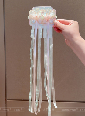 公主汉服蝴蝶发夹小女孩超仙可爱发卡儿童花朵对夹蝴蝶结古风发饰