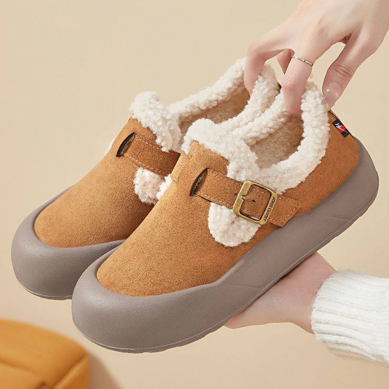 双星正品勃肯鞋女冬季加绒保暖厚底乐福鞋防滑大棉鞋一脚蹬毛毛鞋,淘宝优惠券,粉丝福利购,淘宝优惠卷