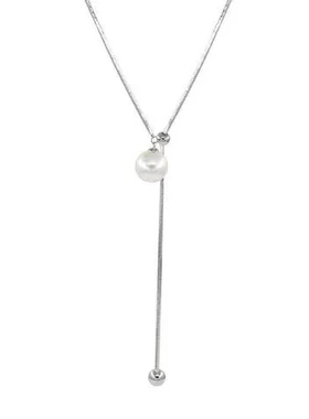 感项链冷淡风长款气质名媛抽拉设计珍珠小众毛衣颈链2025年女