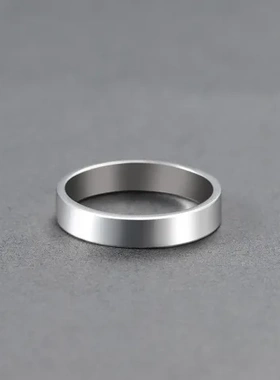 开口银色冷淡风素圈个性男潮戒指简约男士单身戒闭口戒光面食指环