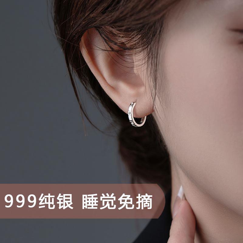 999纯银养耳洞耳钉女素圈耳环睡觉免摘耳扣小耳圈耳骨耳饰品秋冬