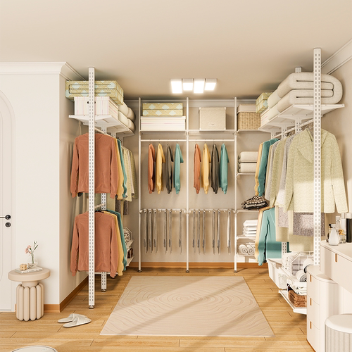 【3ROOMS】落地式组合衣架衣帽间顶天立地金属衣柜衣橱定制免打孔 - 图0