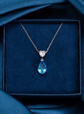 S925银爱心水滴吊坠女项链