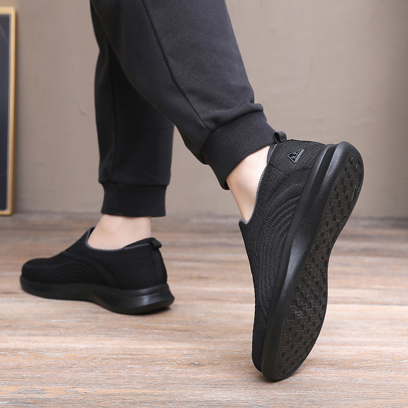 春季新款透气飞织休闲软底一脚蹬爸爸健步鞋中老年老北京布鞋男士,淘宝优惠券,粉丝福利购,淘宝优惠卷