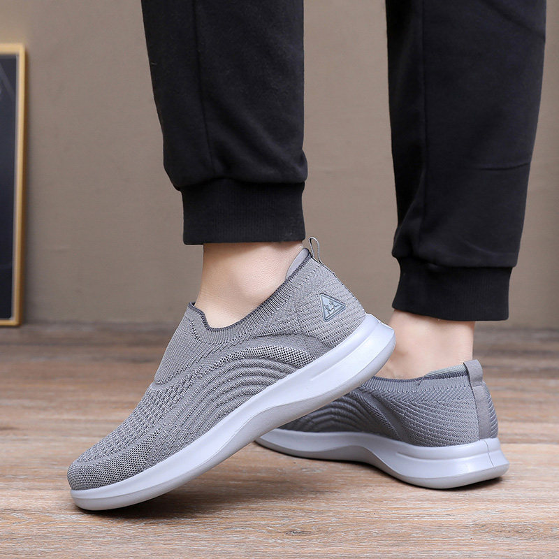 春季新款透气飞织休闲软底一脚蹬爸爸健步鞋中老年老北京布鞋男士,淘宝优惠券,粉丝福利购,淘宝优惠卷