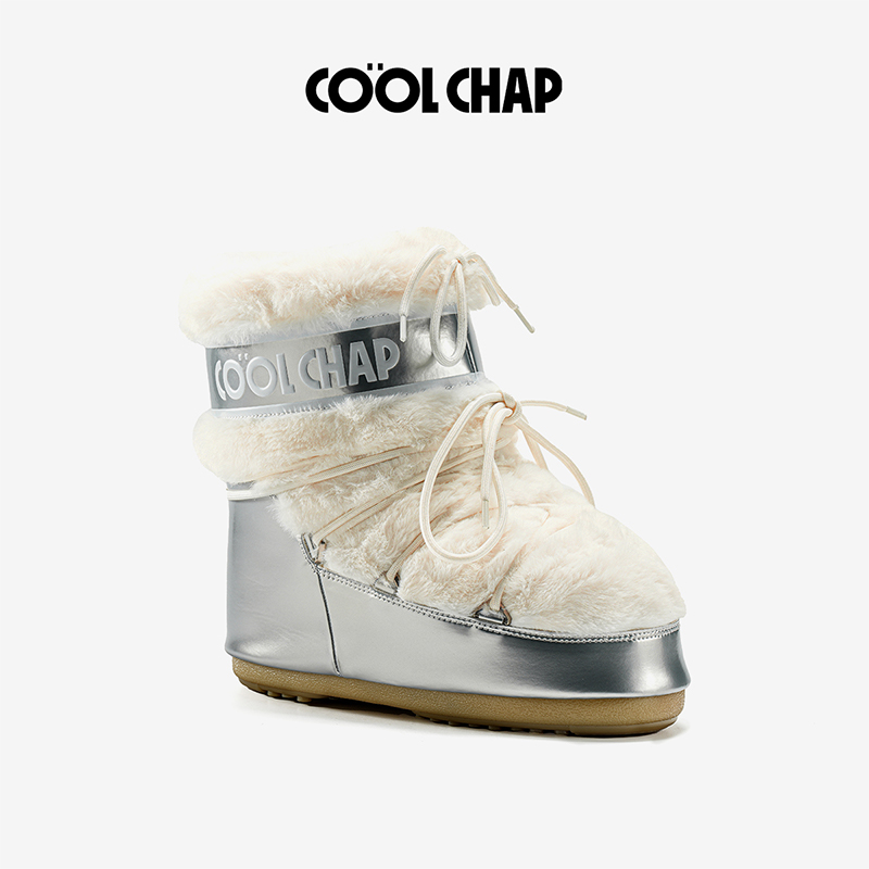 COOLCHAP2024秋冬新款中筒厚底户外雪地靴女时尚增高加绒靴子