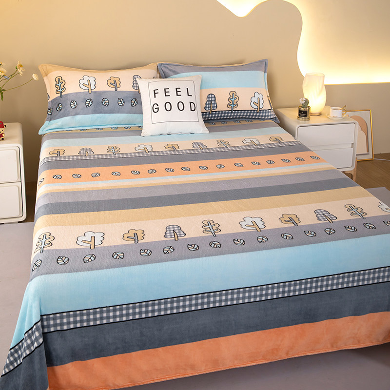 加绒床单单件被单牛奶珊瑚绒毛毯宿舍单人冬款秋冬季冬天加厚床盖