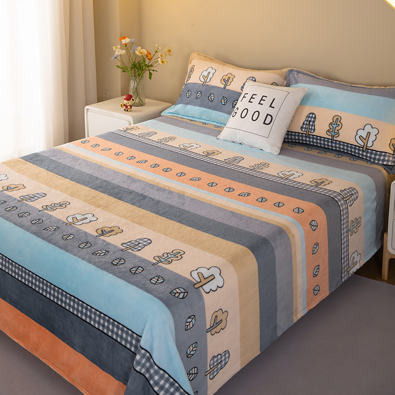 加绒床单单件被单牛奶珊瑚绒毛毯宿舍单人冬款秋冬季冬天加厚床盖