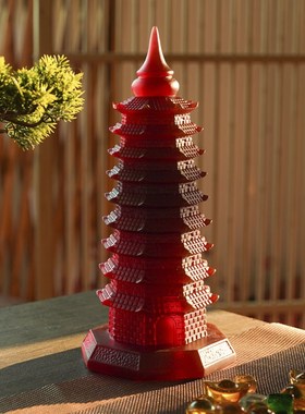 速发202绿色琉璃九层文昌塔学生用的红色工艺品水晶摆件生